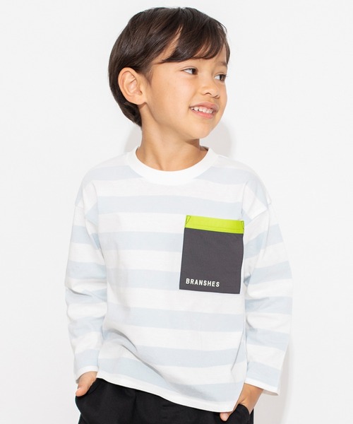 BRANSHES（ブランシェス）の「【ポケットつき】長袖Tシャツ ロンT（Tシャツ/カットソー・キッズ・オフホワイト/ベージュ/ブラック/サックスブルー・130/110/140/100/120/90/150）」の15枚目の写真