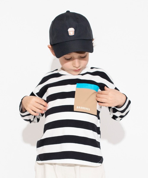 BRANSHES（ブランシェス）の「【ポケットつき】長袖Tシャツ ロンT（Tシャツ/カットソー・キッズ・オフホワイト/ベージュ/ブラック/サックスブルー・130/110/140/100/120/90/150）」の7枚目の写真