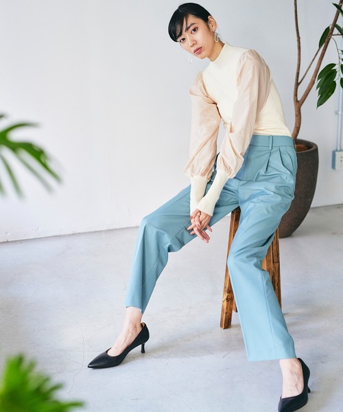 Limue(リミュ)の「ワイドテーパードパンツ(その他パンツ・レディース・ブラウン/レッド/ミント/マスタード・S/M/L)」の5枚目の写真
