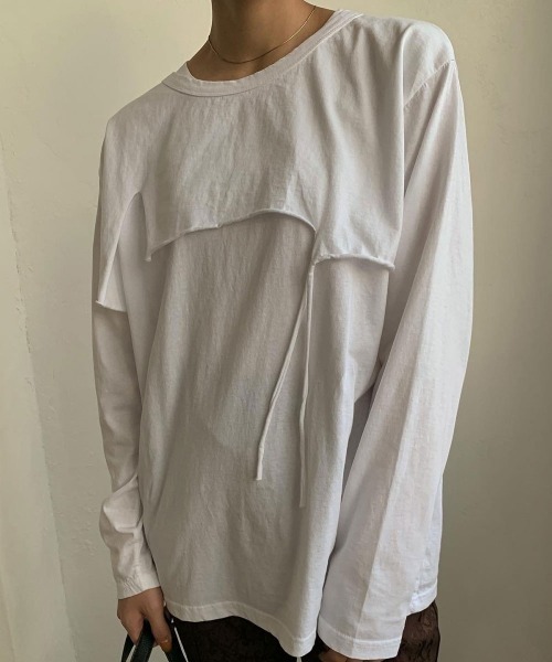 Amiur（エミレ）の「unique lady tops（Tシャツ/カットソー・レディース・ベージュ/ホワイト・FREE）」の4枚目の写真