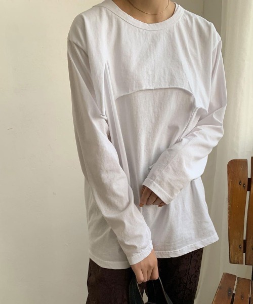 Amiur（エミレ）の「unique lady tops（Tシャツ/カットソー・レディース・ベージュ/ホワイト・FREE）」の5枚目の写真