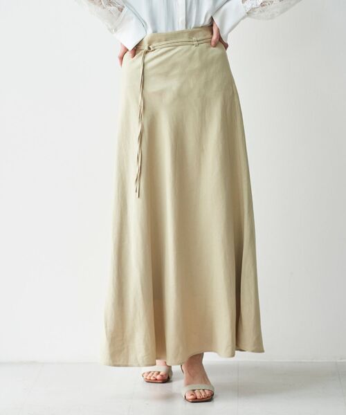 le.coeur blanc（ルクールブラン）の「麻ブレンドセミフレアスカート（スカート・レディース・ブラック/ベージュ・38/36）」の6枚目の写真