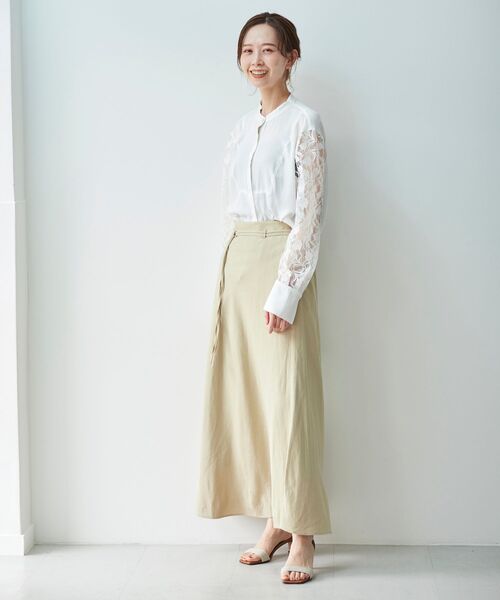 le.coeur blanc（ルクールブラン）の「麻ブレンドセミフレアスカート（スカート・レディース・ブラック/ベージュ・38/36）」の7枚目の写真