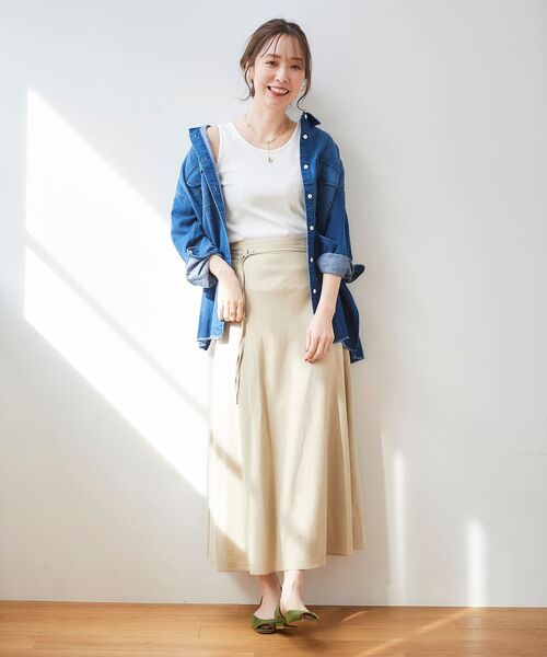 le.coeur blanc（ルクールブラン）の「麻ブレンドセミフレアスカート（スカート・レディース・ブラック/ベージュ・38/36）」の8枚目の写真