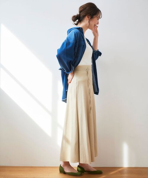 le.coeur blanc（ルクールブラン）の「麻ブレンドセミフレアスカート（スカート・レディース・ブラック/ベージュ・38/36）」の11枚目の写真