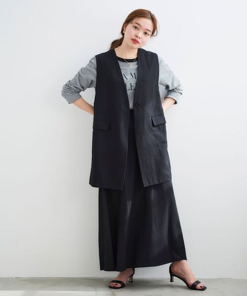 le.coeur blanc（ルクールブラン）の「麻ブレンドセミフレアスカート（スカート・レディース・ブラック/ベージュ・38/36）」の18枚目の写真