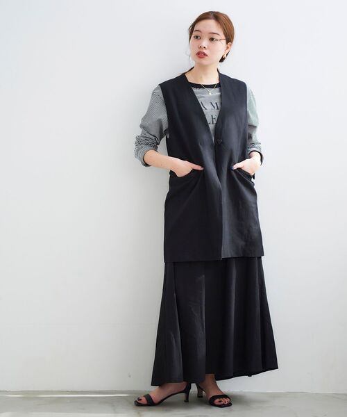 le.coeur blanc（ルクールブラン）の「麻ブレンドセミフレアスカート（スカート・レディース・ブラック/ベージュ・38/36）」の17枚目の写真