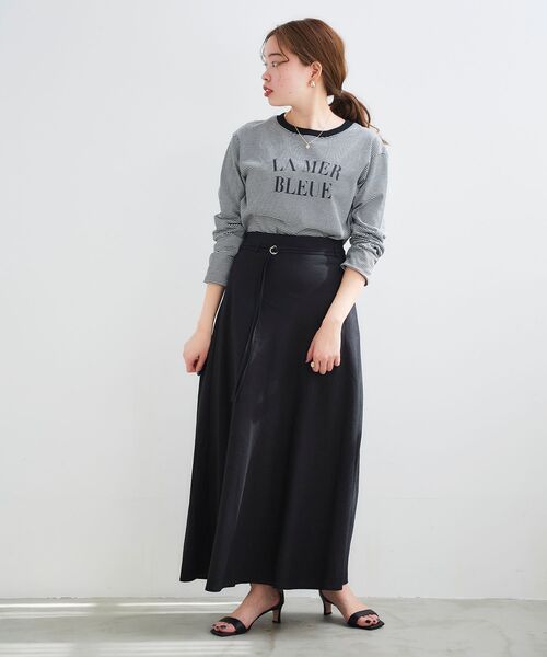 le.coeur blanc（ルクールブラン）の「麻ブレンドセミフレアスカート（スカート・レディース・ブラック/ベージュ・38/36）」の14枚目の写真