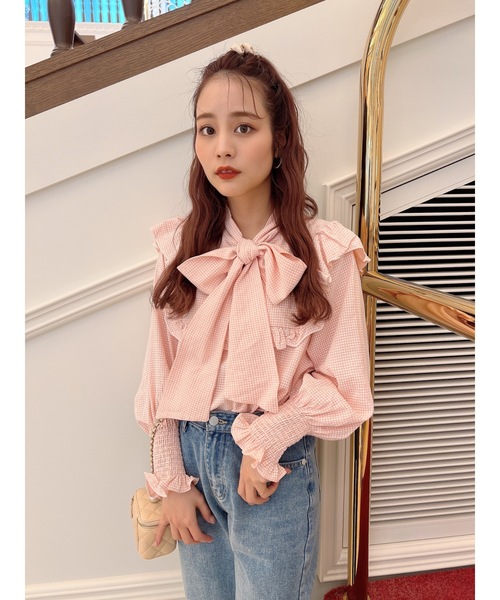 JUMELLE（ジュメロ）の「スプリングタイブラウス（シャツ/ブラウス・レディース・ピンク/グリーン・FREE）」の3枚目の写真