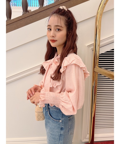 JUMELLE（ジュメロ）の「スプリングタイブラウス（シャツ/ブラウス・レディース・ピンク/グリーン・FREE）」の5枚目の写真