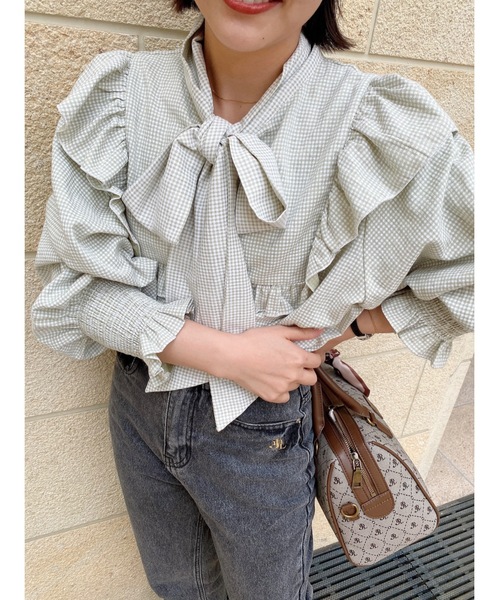 JUMELLE（ジュメロ）の「スプリングタイブラウス（シャツ/ブラウス・レディース・ピンク/グリーン・FREE）」の8枚目の写真