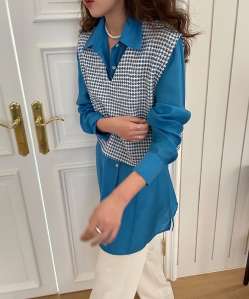 Didot.showroom（ディドット ショールーム）の「ツイードVネックショート丈ベスト（ベスト・レディース・ブラック/ブルー/レッド・FREE）」の15枚目の写真