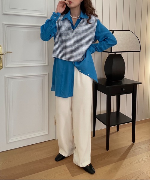 Didot.showroom（ディドット ショールーム）の「ツイードVネックショート丈ベスト（ベスト・レディース・ブラック/ブルー/レッド・FREE）」の16枚目の写真