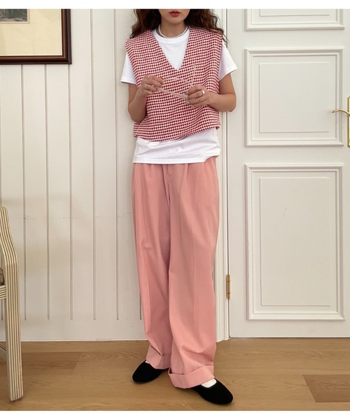 Didot.showroom（ディドット ショールーム）の「ツイードVネックショート丈ベスト（ベスト・レディース・ブラック/ブルー/レッド・FREE）」の11枚目の写真