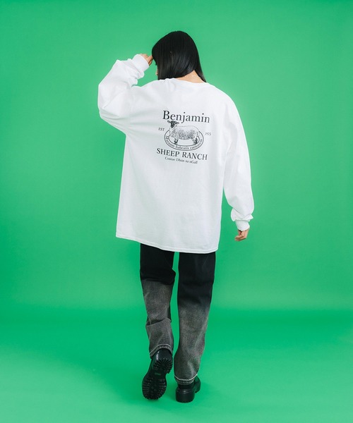 Ressaca(レサーカ)の「長袖オーバーサイズ アニマル バックプリント ロンT(Tシャツ/カットソー・メンズ・ホワイト/ブラック/パープル/グレー/グリーン・M/L)」の9枚目の写真