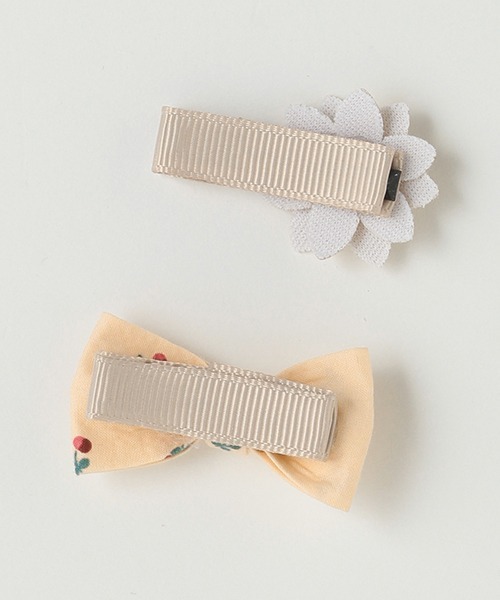 petit main（プティマイン）の「お花リボンヘアクリップセット（バレッタ/ヘアクリップ・キッズ・アイボリー/ライトピンク/シルバー・FREE）」の5枚目の写真