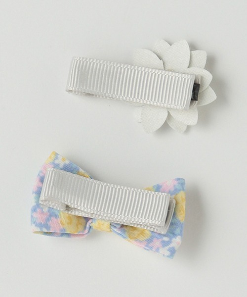 petit main（プティマイン）の「お花リボンヘアクリップセット（バレッタ/ヘアクリップ・キッズ・アイボリー/ライトピンク/シルバー・FREE）」の6枚目の写真