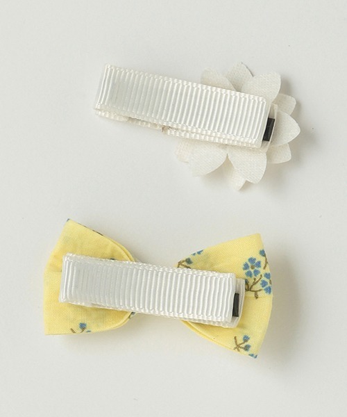 petit main（プティマイン）の「お花リボンヘアクリップセット（バレッタ/ヘアクリップ・キッズ・アイボリー/ライトピンク/シルバー・FREE）」の7枚目の写真