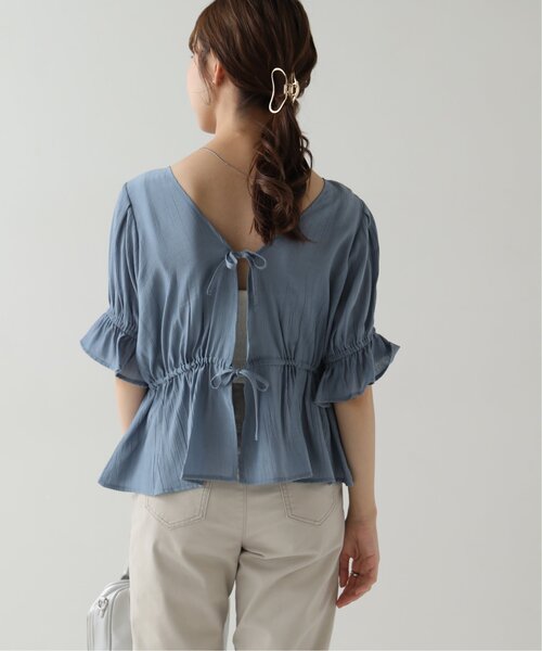 RAY CASSIN(レイカズン)の「ダブルリボンペプラムブラウス(シャツ/ブラウス・レディース・ブラウン/ブルー/キナリ・FREE)」の3枚目の写真