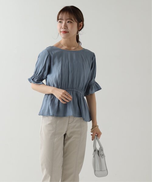 RAY CASSIN(レイカズン)の「ダブルリボンペプラムブラウス(シャツ/ブラウス・レディース・ブラウン/ブルー/キナリ・FREE)」の5枚目の写真