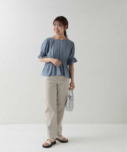 RAY CASSIN(レイカズン)の「ダブルリボンペプラムブラウス(シャツ/ブラウス・レディース・ブラウン/ブルー/キナリ・FREE)」の6枚目の写真