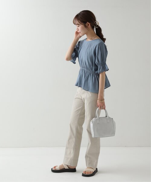 RAY CASSIN(レイカズン)の「ダブルリボンペプラムブラウス(シャツ/ブラウス・レディース・ブラウン/ブルー/キナリ・FREE)」の7枚目の写真