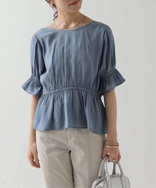 RAY CASSIN(レイカズン)の「ダブルリボンペプラムブラウス(シャツ/ブラウス・レディース・ブラウン/ブルー/キナリ・FREE)」の9枚目の写真