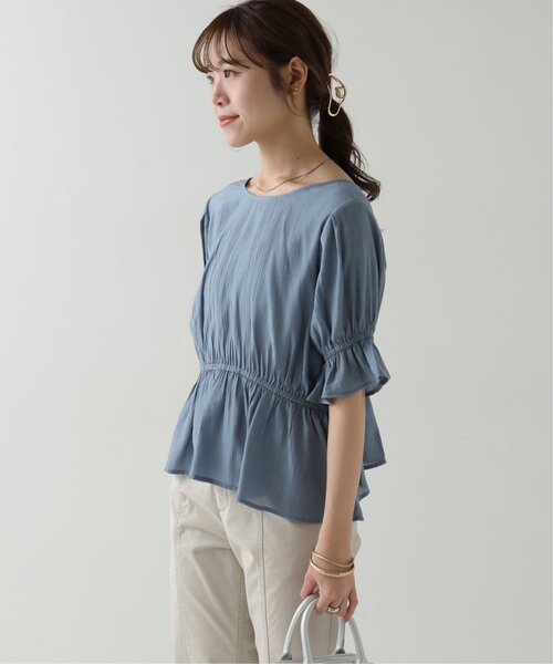 RAY CASSIN(レイカズン)の「ダブルリボンペプラムブラウス(シャツ/ブラウス・レディース・ブラウン/ブルー/キナリ・FREE)」の10枚目の写真