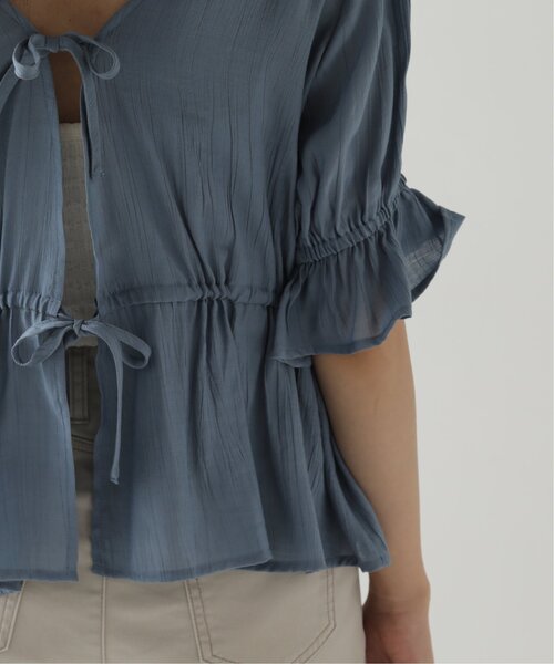 RAY CASSIN(レイカズン)の「ダブルリボンペプラムブラウス(シャツ/ブラウス・レディース・ブラウン/ブルー/キナリ・FREE)」の13枚目の写真