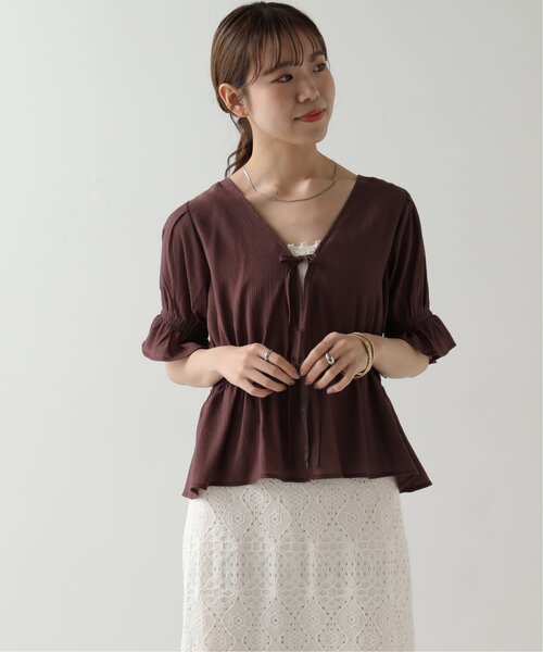 RAY CASSIN(レイカズン)の「ダブルリボンペプラムブラウス(シャツ/ブラウス・レディース・ブラウン/ブルー/キナリ・FREE)」の17枚目の写真