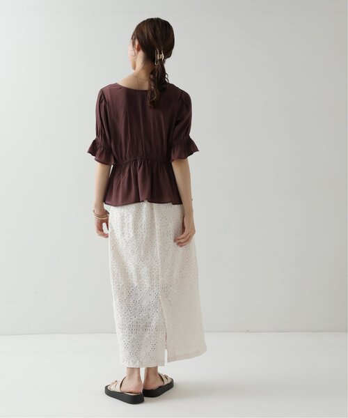 RAY CASSIN(レイカズン)の「ダブルリボンペプラムブラウス(シャツ/ブラウス・レディース・ブラウン/ブルー/キナリ・FREE)」の19枚目の写真