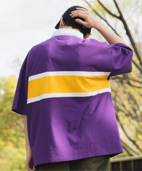 WEGO（ウィゴー）の「WEGO/ヘビーウエイト BIGラガーシャツ（ポロシャツ・メンズ・ブラック/ダークグリーン/ネイビー/パープル・LARGE/MEDIUM）」の9枚目の写真