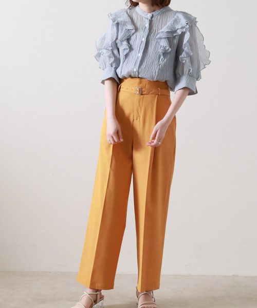 Cheek（チーク）の「楊柳袖フリルブラウス（シャツ/ブラウス・レディース・ネイビー/オフホワイト/サックスブルー・MEDIUM）」の21枚目の写真