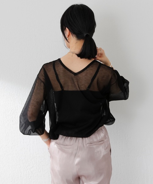 SHENERY（シーナリー）の「バックVシアーニットプルオーバー（ニット/セーター・レディース・ライトグレー/ブラック/ピンク・FREE）」の9枚目の写真