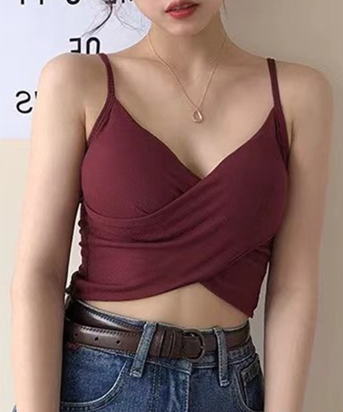 c.u.l（シーユーエル）の「【c.u.l:w】カップ付きクロスキャミソール culw223（キャミソール・レディース・ホワイト/ブラック/ベージュ/グレー/イエロー/ボルドー・FREE）」の6枚目の写真