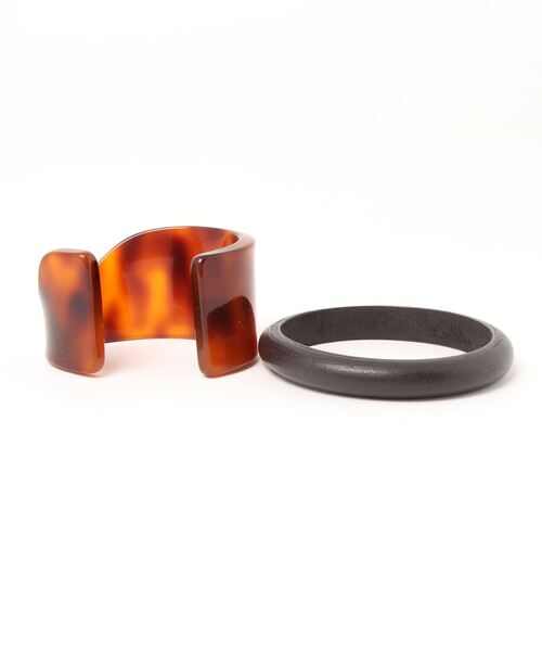 AZUL by moussy（アズールバイマウジー）の「WOOD×MARBLE BANGLE/ウッド×マーブルバングル（ブレスレット・レディース・ホワイト系その他/ブラウン系その他・FREE）」の4枚目の写真