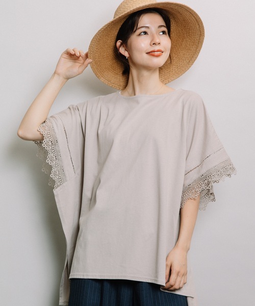 refinedworks(リファインドワークス)の「レース付きポンチョ(Tシャツ/カットソー・レディース・オフホワイト/グレー系その他/ダークブルー・FREE)」の20枚目の写真