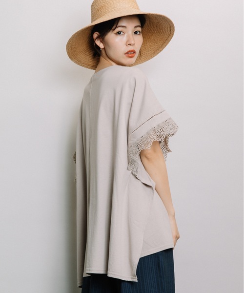 refinedworks(リファインドワークス)の「レース付きポンチョ(Tシャツ/カットソー・レディース・オフホワイト/グレー系その他/ダークブルー・FREE)」の7枚目の写真