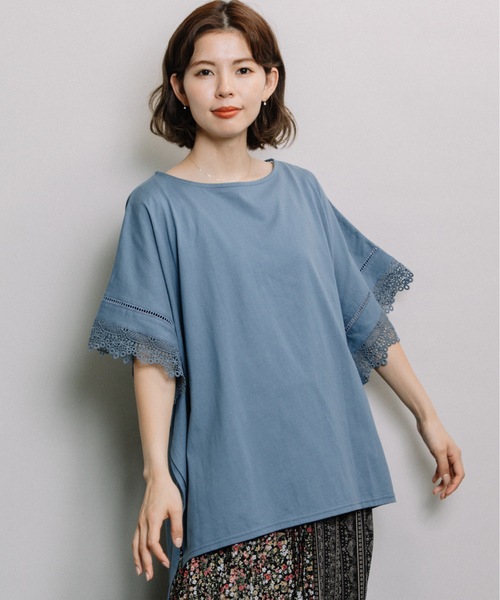 refinedworks(リファインドワークス)の「レース付きポンチョ(Tシャツ/カットソー・レディース・オフホワイト/グレー系その他/ダークブルー・FREE)」の11枚目の写真