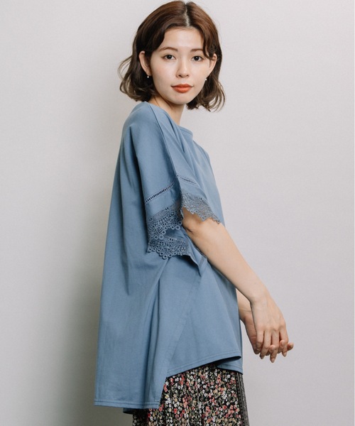 refinedworks(リファインドワークス)の「レース付きポンチョ(Tシャツ/カットソー・レディース・オフホワイト/グレー系その他/ダークブルー・FREE)」の14枚目の写真
