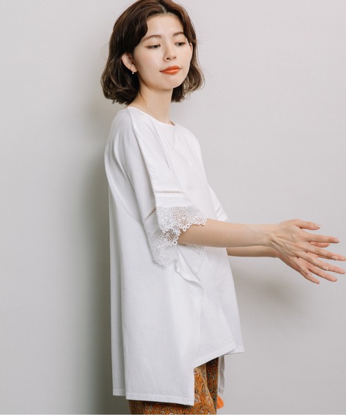 refinedworks(リファインドワークス)の「レース付きポンチョ(Tシャツ/カットソー・レディース・オフホワイト/グレー系その他/ダークブルー・FREE)」の18枚目の写真