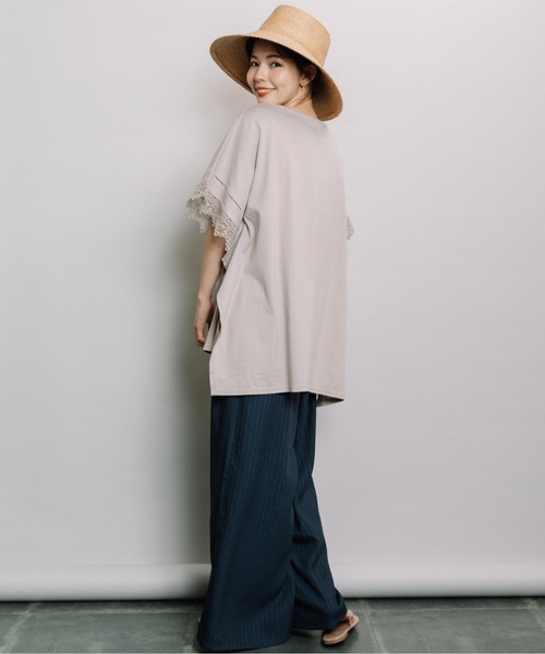 refinedworks(リファインドワークス)の「レース付きポンチョ(Tシャツ/カットソー・レディース・オフホワイト/グレー系その他/ダークブルー・FREE)」の9枚目の写真