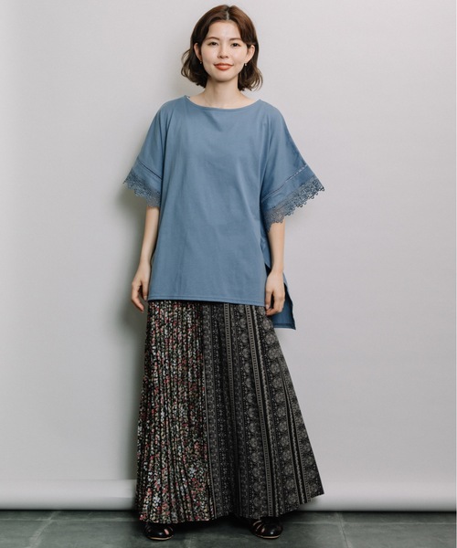 refinedworks(リファインドワークス)の「レース付きポンチョ(Tシャツ/カットソー・レディース・オフホワイト/グレー系その他/ダークブルー・FREE)」の6枚目の写真