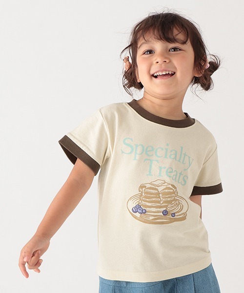 petit main（プティマイン）の「【オーガビッツ】リンガーロゴTシャツ（Tシャツ/カットソー・キッズ・ピンク/ブルー/ライトベージュ/アイボリー・110cm/120cm/80ｃｍ/100cm/130cm/90cm）」の3枚目の写真