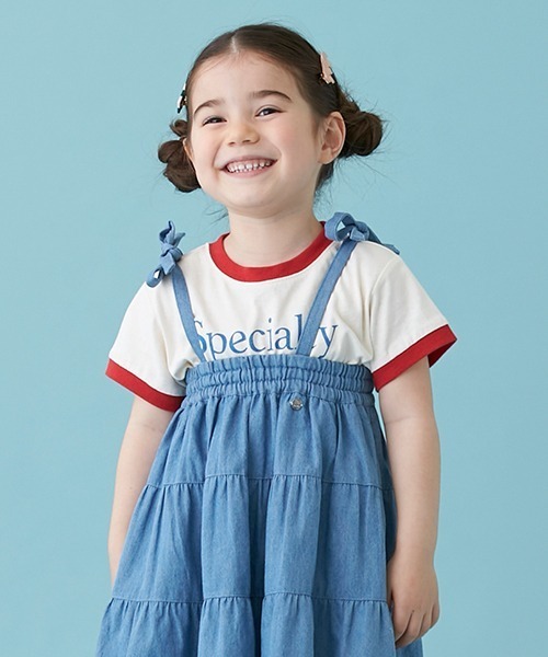 petit main（プティマイン）の「【オーガビッツ】リンガーロゴTシャツ（Tシャツ/カットソー・キッズ・ピンク/ブルー/ライトベージュ/アイボリー・110cm/120cm/80ｃｍ/100cm/130cm/90cm）」の19枚目の写真