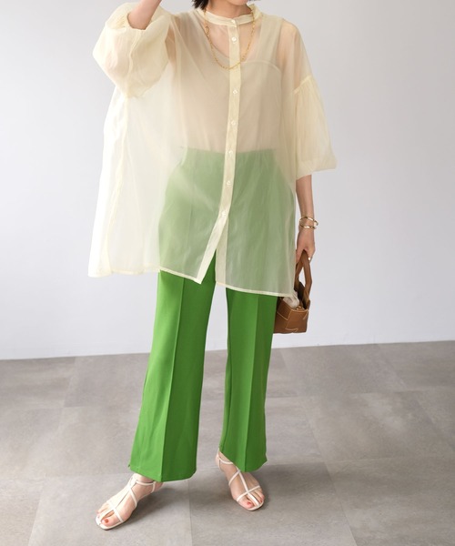 ＡＮＤＪ（アンドジェイ）の「オーガンジーボリューム袖ギャザーブラウス（シャツ/ブラウス・レディース・ブラック/ブラウン/グレー/グリーン/アイボリー・M）」の16枚目の写真