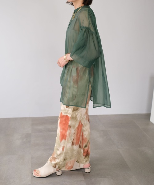 ＡＮＤＪ（アンドジェイ）の「オーガンジーボリューム袖ギャザーブラウス（シャツ/ブラウス・レディース・ブラック/ブラウン/グレー/グリーン/アイボリー・M）」の19枚目の写真