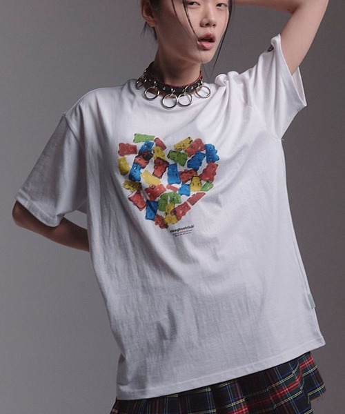 NICE GHOST CLUB(ナイスゴーストクラブ)の「【UNISEX】niceghostclub/HEART GUMMY T 2297825(Tシャツ/カットソー・レディース・ホワイト/ブラック・SMALL/MEDIUM/LARGE)」の1枚目の写真