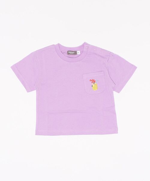 BABYDOLL（ベビードール）の「親子お揃い 夏モチーフ刺繍Tシャツ 6833K（Tシャツ/カットソー・キッズ・ホワイト/チャコールグレー/ライトブルー/パープル/ストーン/ライトイエロー/チェリーピンク/ライトグリーン系1・80ｃｍ/90cm/110cm/100cm/120cm/130cm/140cm/150cm）」の7枚目の写真