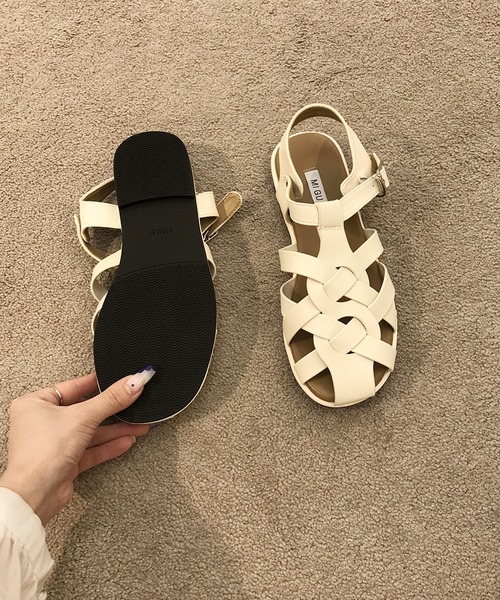 Doula Doula(ドゥーラドゥーラ)の「フラットグルカサンダル(サンダル・レディース・ブラック/ブラウン/オフホワイト・S/M)」の14枚目の写真